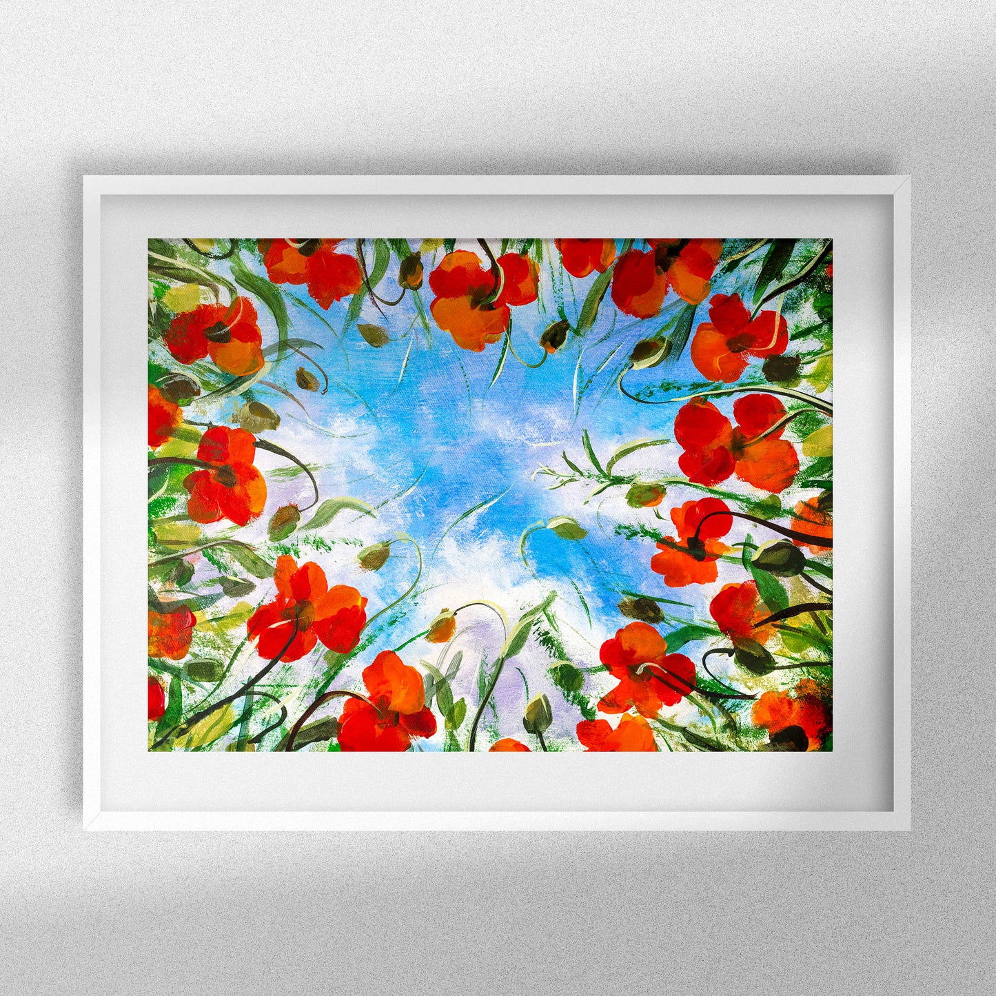 Poppy Flower Field - Round with Rhinestone