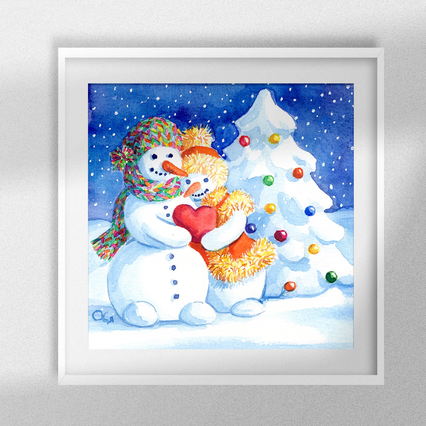 Snowman Couple - Round /AB with Rhinestones