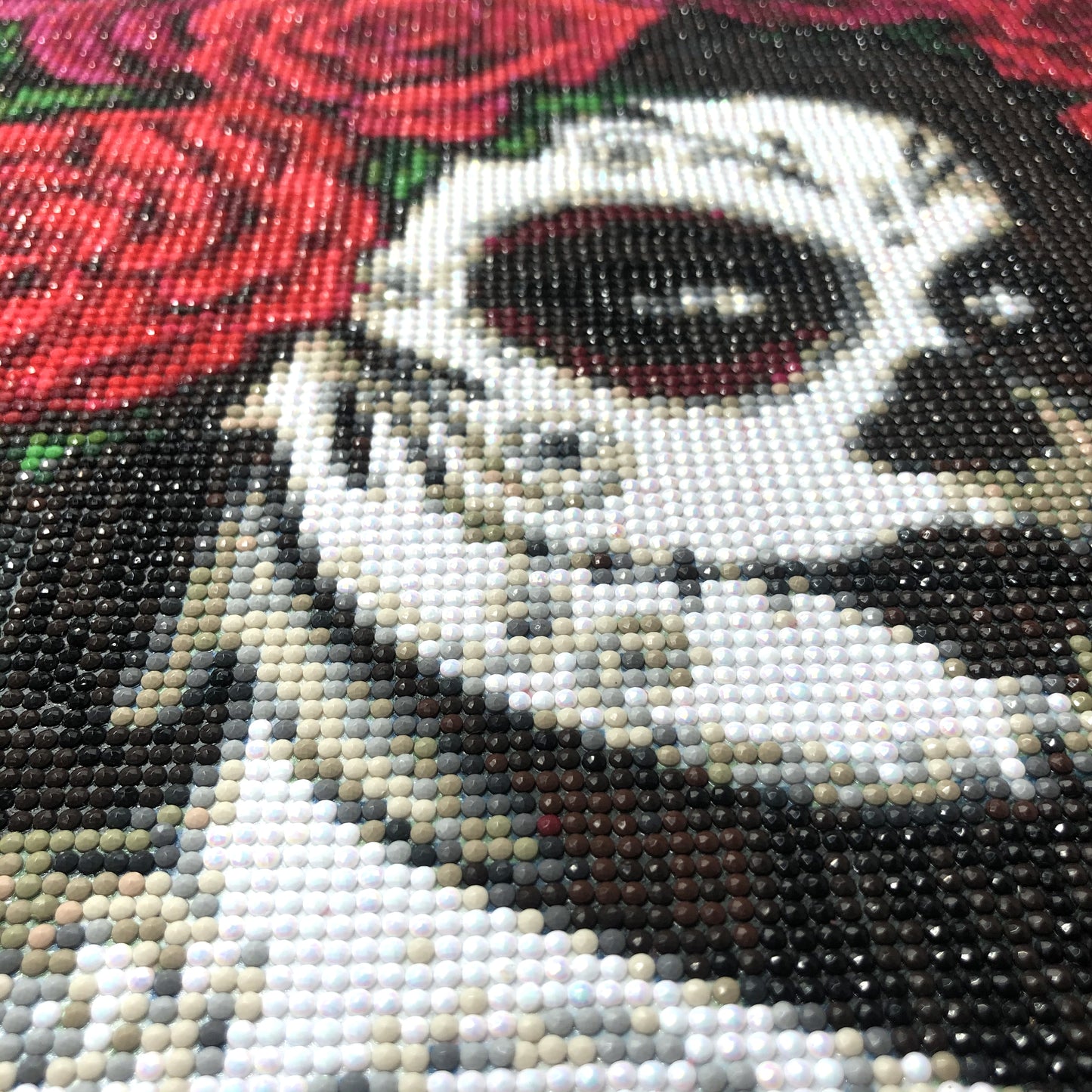 Sugar Skull Girl - Rund mit AB Diamanten