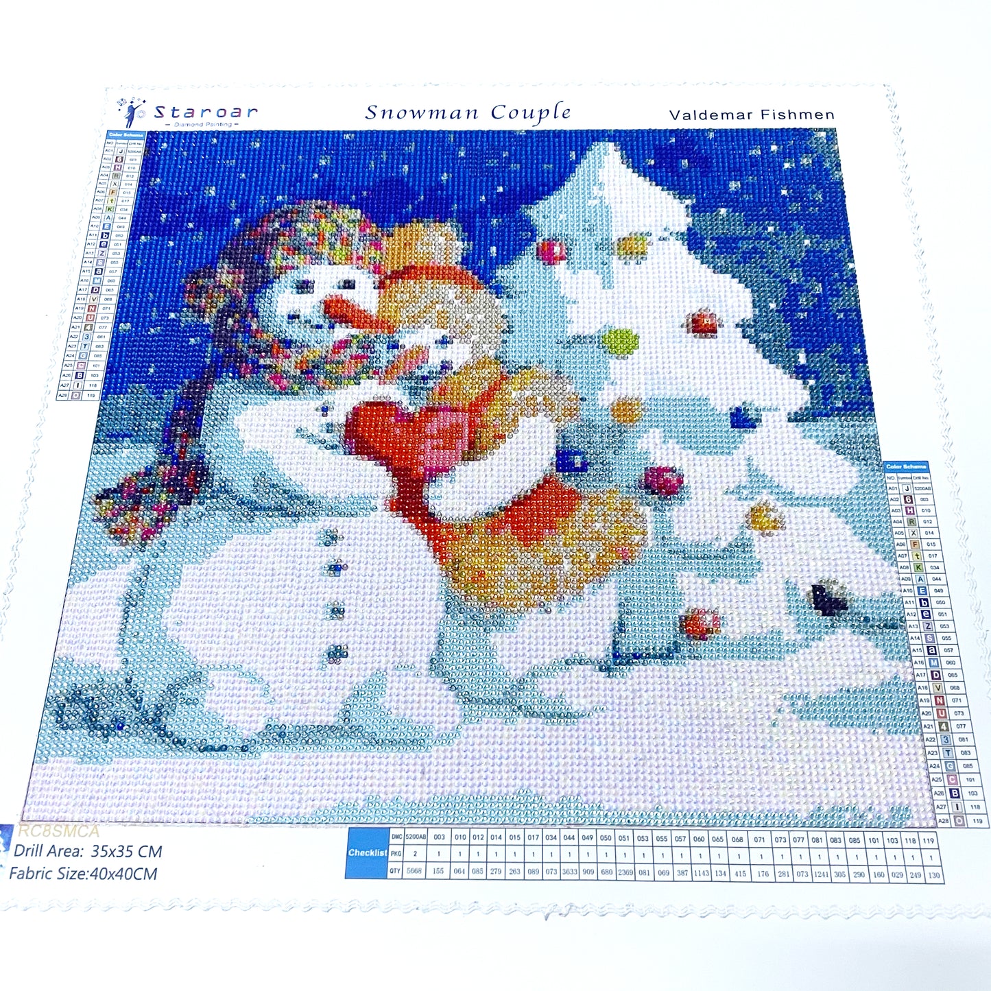 Snowman Couple - Round /AB with Rhinestones