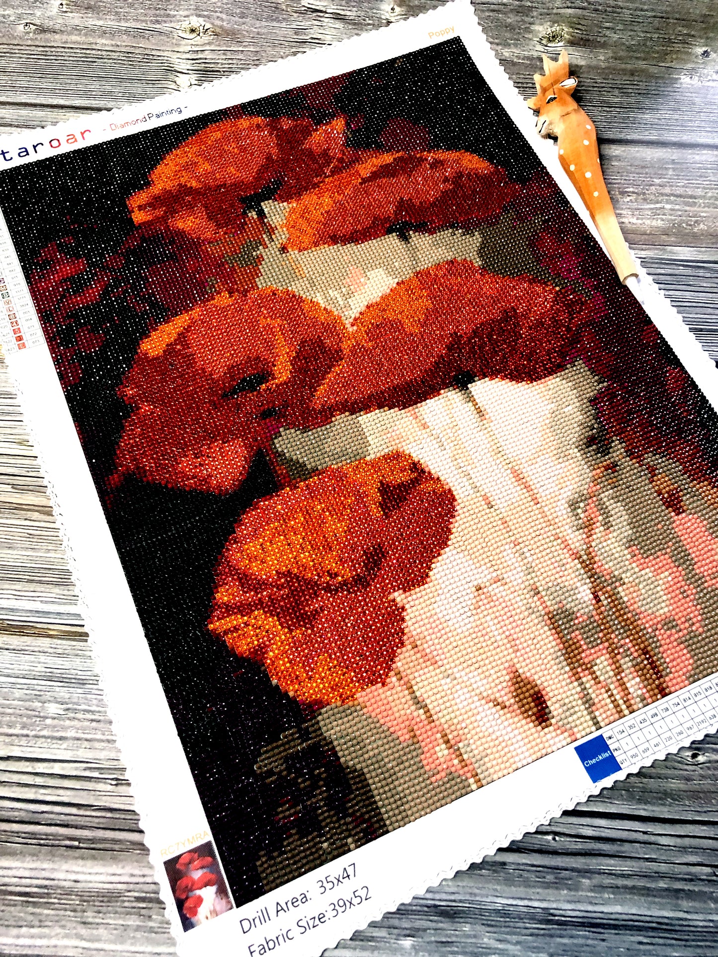 Mohn - Rund /AB mit Strasssteinen