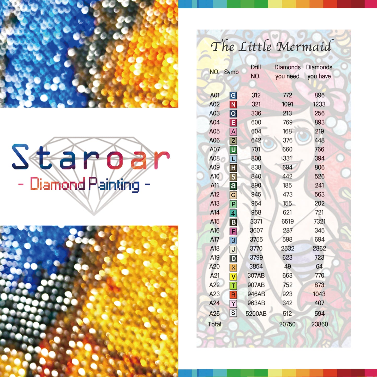 The Little Mermaid - Round with AB diamonds