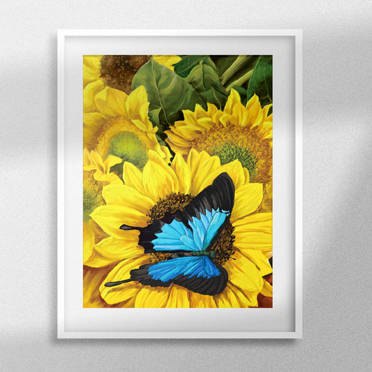 Girasoles y mariposas - Diamante de imitación completo