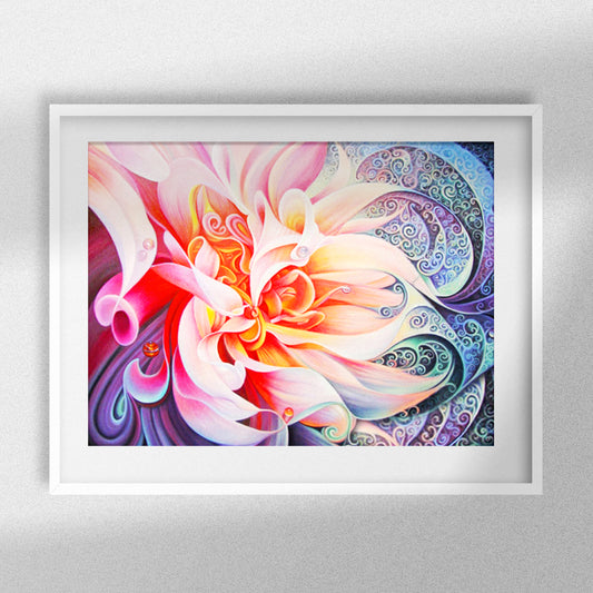 Flor abstracta - Redonda con diamantes AB