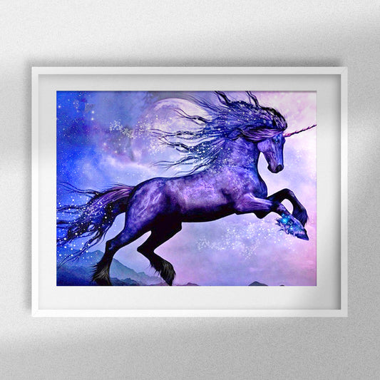 Purple Unicorn - Round /AB with Rhinestones