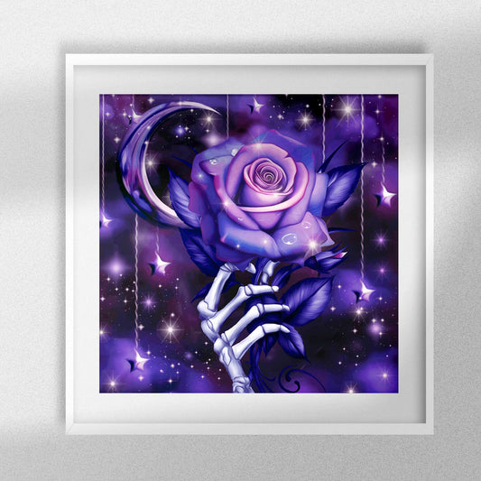 Purple Rose - Round /AB with Rhinestones