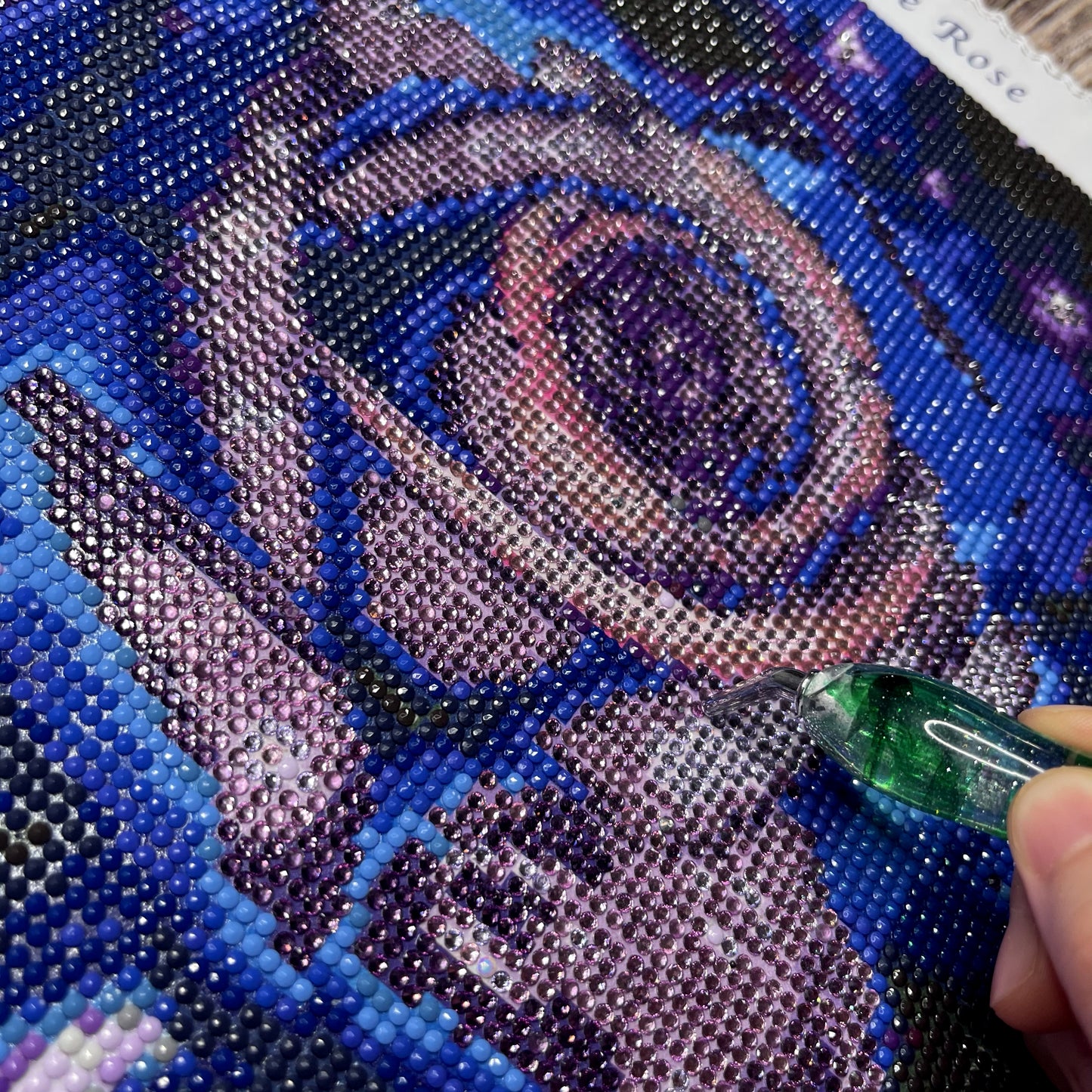 Purple Rose - Round /AB with Rhinestones